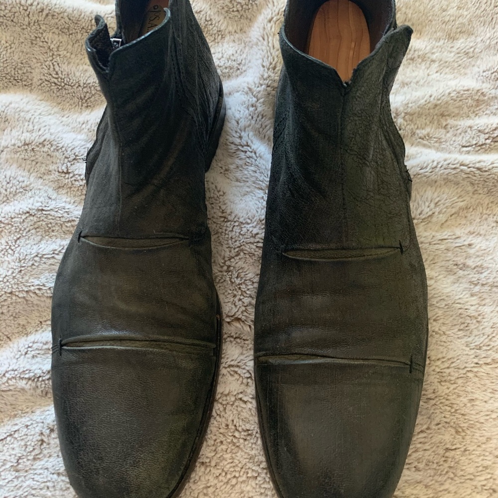 Black leather boots